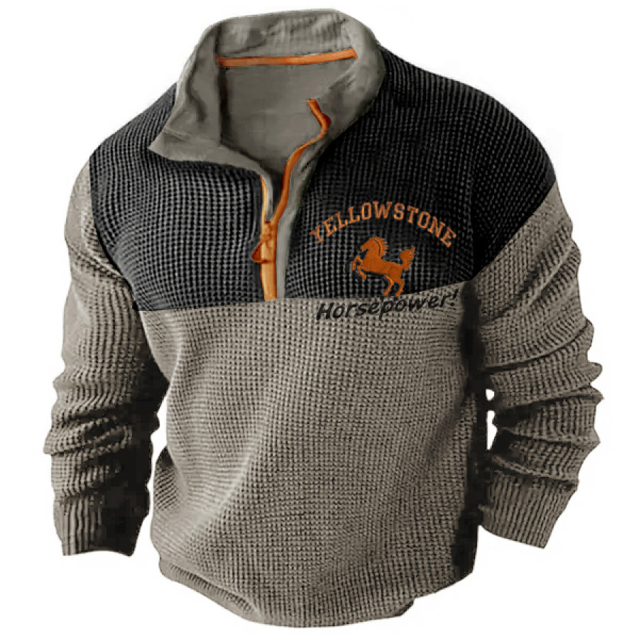Yellowstone-Stickerei Waffelstoff Herren-T-Shirt Mit 1/4-Reißverschluss Farbblock Langärmelige Kleidung Für Den Straßenurlaub
Yellowstone-Stickerei Waffelstoff Herren-T-Shirt Mit 1/4-Reißverschluss Farbblock Langärmelige Kleidung Für Den Straßenurlaub