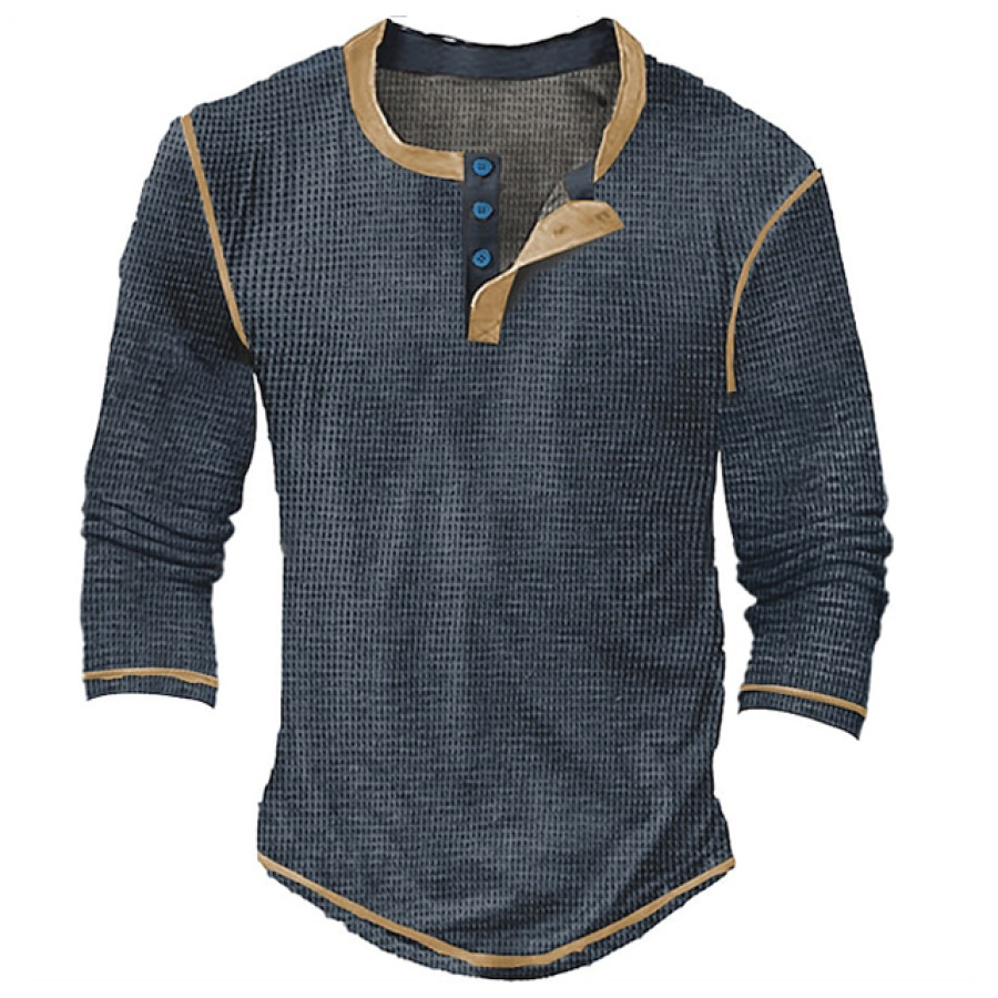 Men's Henley T Shirt Waffle Knit Tee Long Sleeve Shirt Color Block Vacation Patchwork Clothing
Men's Henley T Shirt Waffle Knit Tee Long Sleeve Shirt Color Block Vacation Patchwork Clothing
