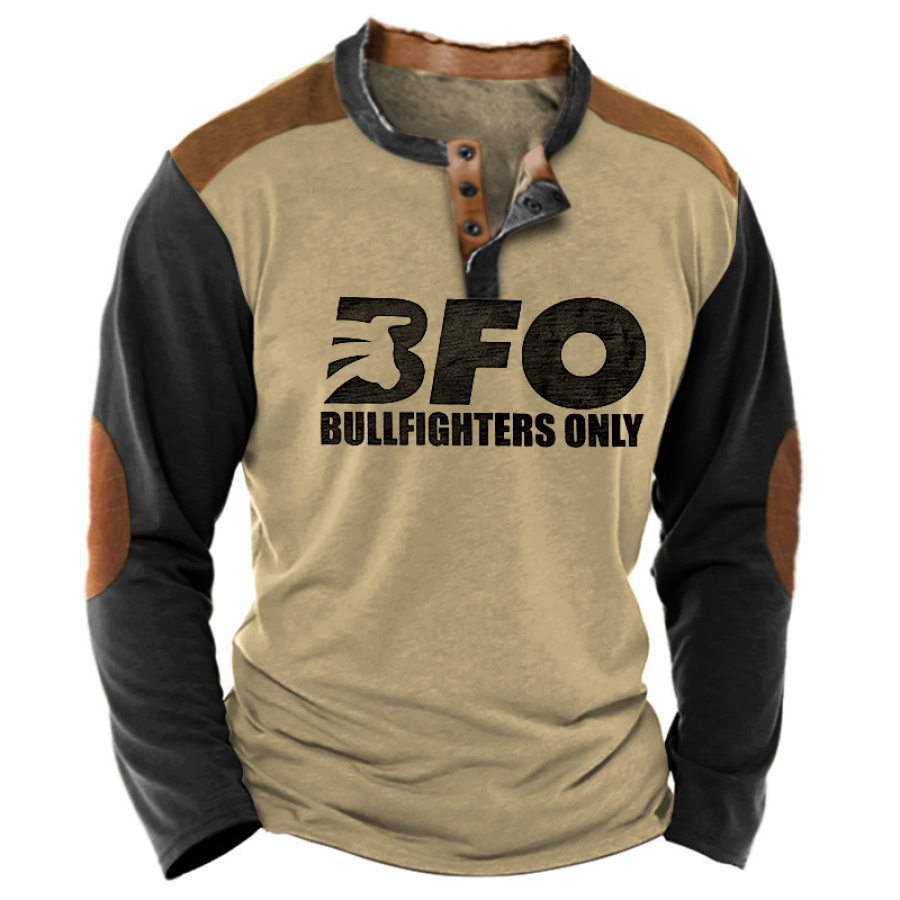 

Stierkampf-BFO-Farbblockdruck-T-Shirt Für Herren Täglich Lässig Langärmelig