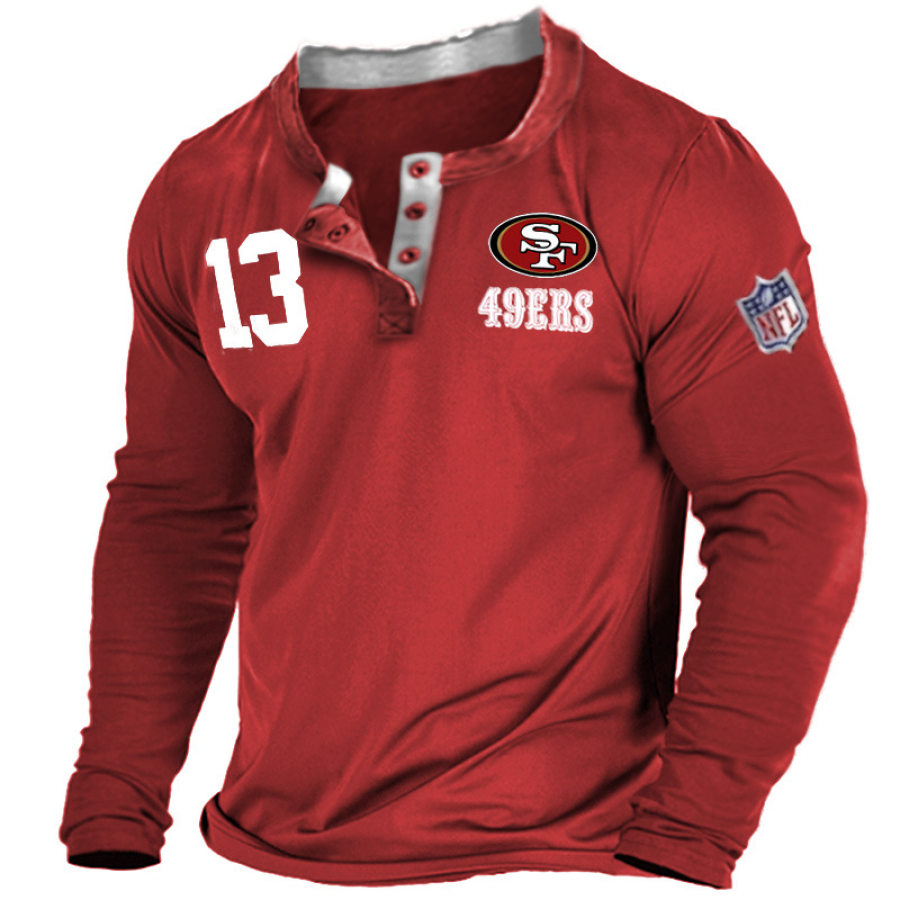 

Camiseta Henley Cotidiana Del Super Bowl De La NFL Con Estampado De Los San Francisco 49ers Para Hombre