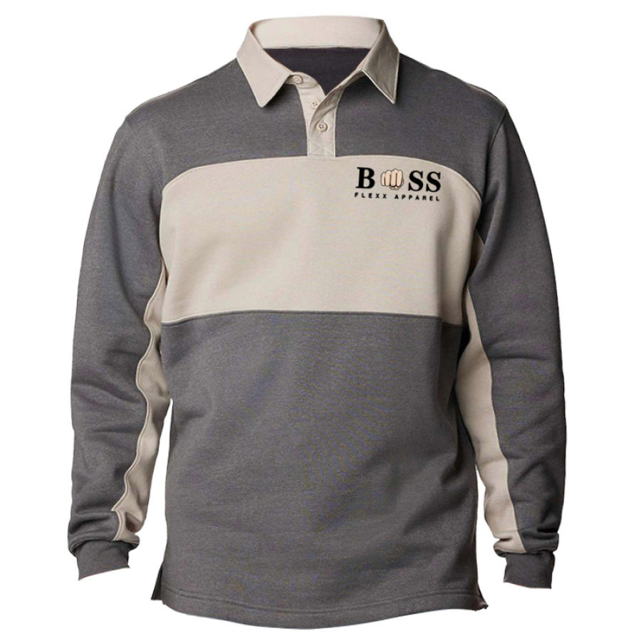 T-shirt Décontracté à Manches Longues Pour Hommes Boss POLO Color-block