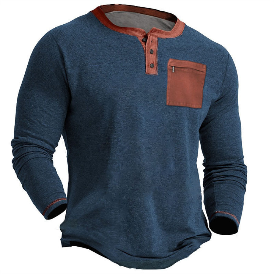 T-shirt Pour Hommes Henley Poche Zippée Manches Longues Vintage Extérieur Couleur Contrastée Hauts Quotidiens
T-shirt Pour Hommes Henley Poche Zippée Manches Longues Vintage Extérieur Couleur Contrastée Hauts Quotidiens