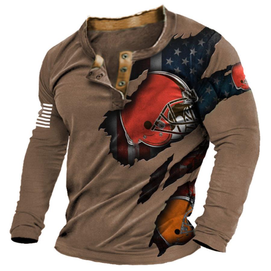 

Bedrucktes Super Bowl-Henley-T-Shirt Der Cleveland Browns NFL Im Farbblockdesign Für Herren