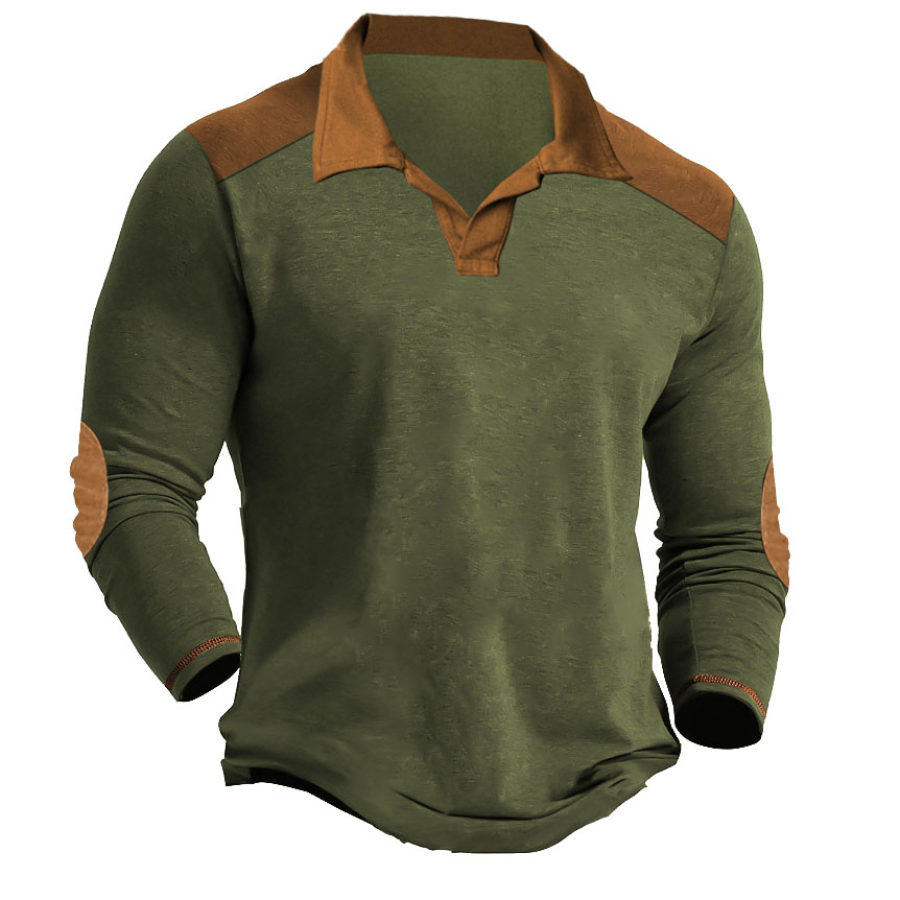 T-Shirt Homme Col Polo Manches Longues Vintage Extérieur Coudière Bloc De Couleur Hauts Quotidiens
T-Shirt Homme Col Polo Manches Longues Vintage Extérieur Coudière Bloc De Couleur Hauts Quotidiens