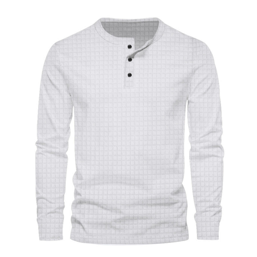 

Men's Check Jacquard Henley Long Sleeve T-Shirt