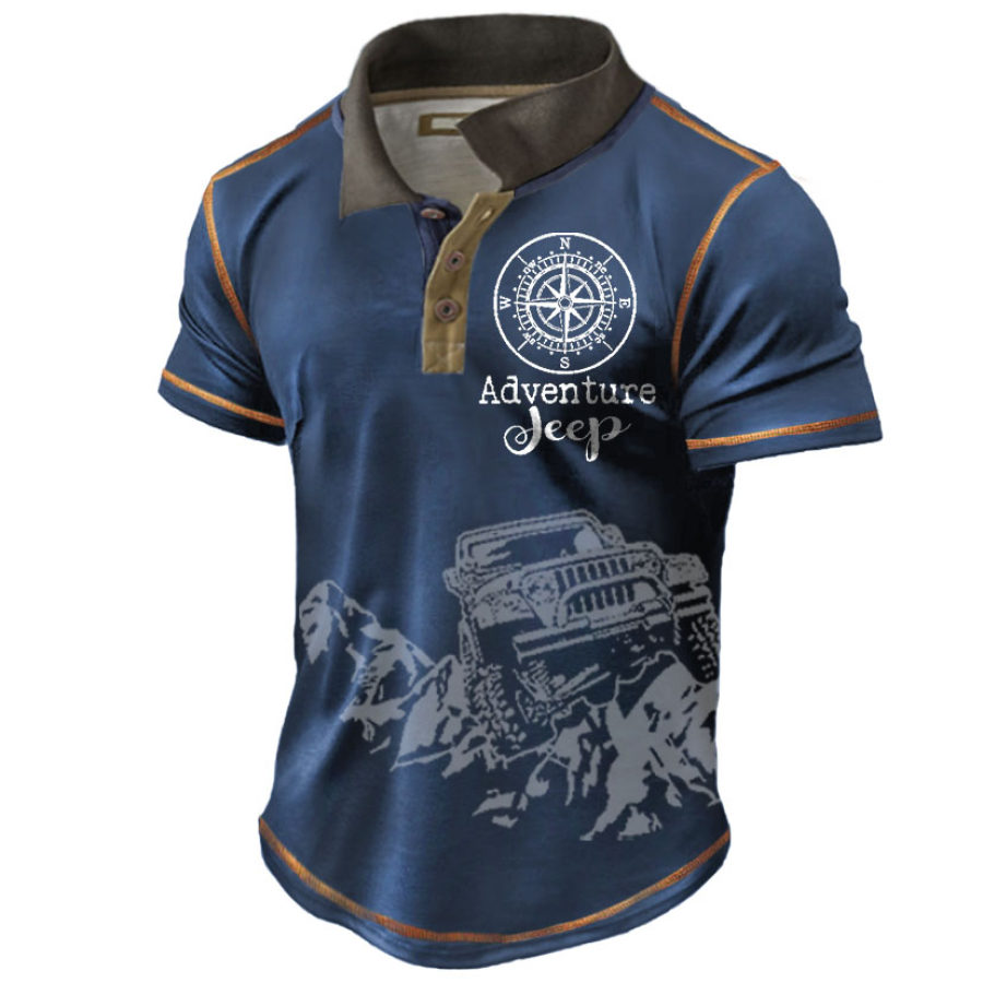 Herren T-Shirt Polo Jeep Adventure Compass Vintage Outdoor Kontrastfarbe Kurzarm Sommer Alltag Tops
Herren T-Shirt Polo Jeep Adventure Compass Vintage Outdoor Kontrastfarbe Kurzarm Sommer Alltag Tops