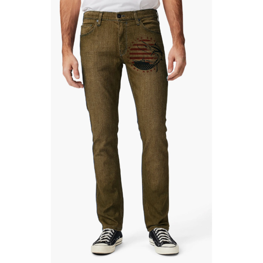 Jean Taille Mi-haute Décontracté Pour Hommes Effet D-Strukt Stonewash