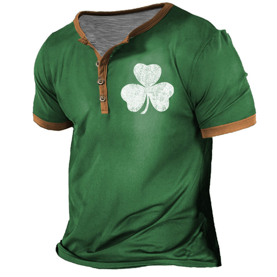 

Herren T-Shirt Henley St. Patrick's Day Shamrock Vintage Kurzarm Sommer Alltag Tops