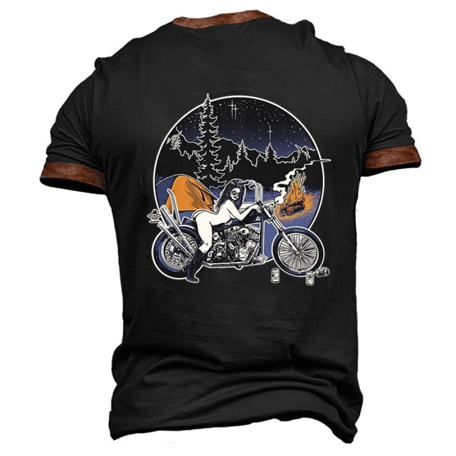 T-Shirt Mit Motorrad-Mädchen-Grafik Für Herren