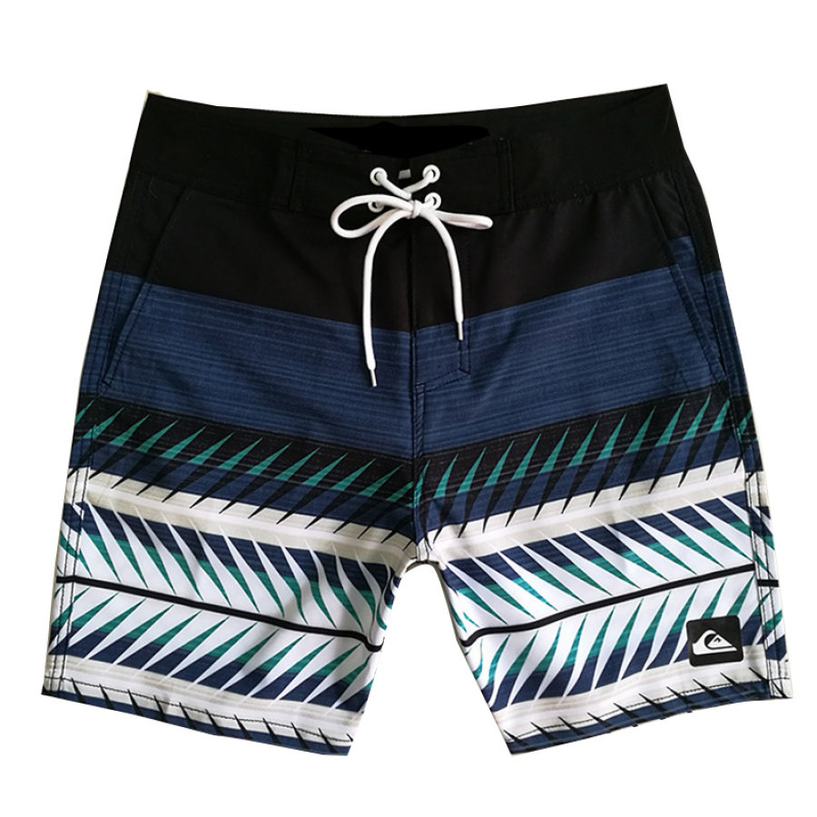 

Quiksilver Men's 18" Boardshort Ethnic Geometric Contrast Color Splicing Drawstring Surf Shorts
