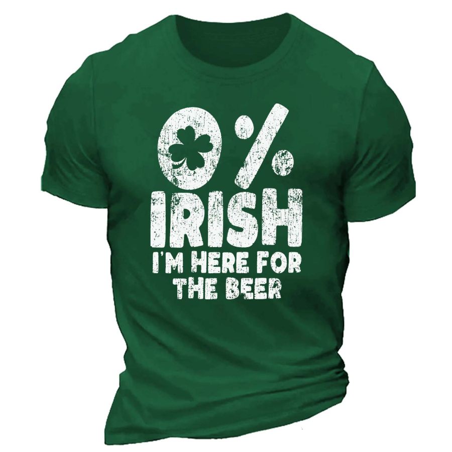 

T-shirt à Manches Courtes Et Col Rond Pour Homme Irlandais I'm Here For The Beer Lover Vert Pour La Saint-Patrick Quotidien Décontracté