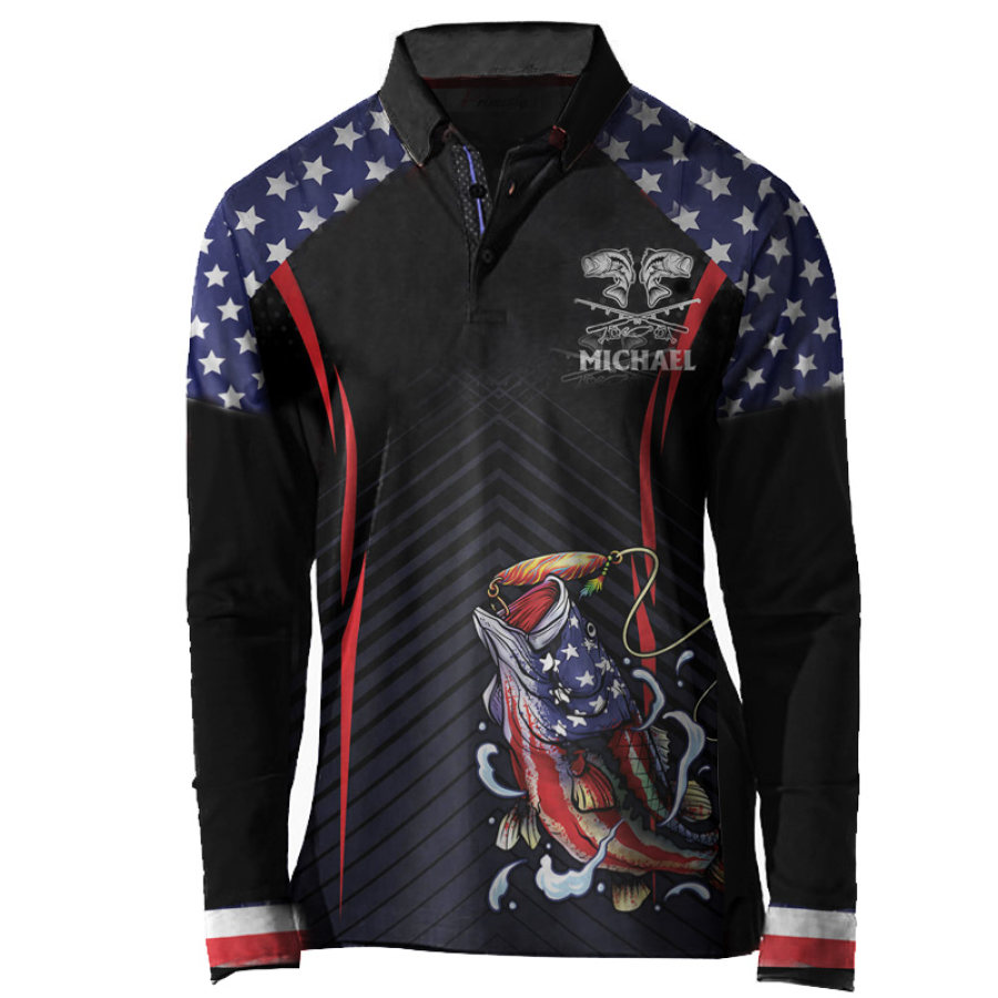 Outdoor-Poloshirt Mit Amerikanischem Flaggen-Aufdruck Für Herren