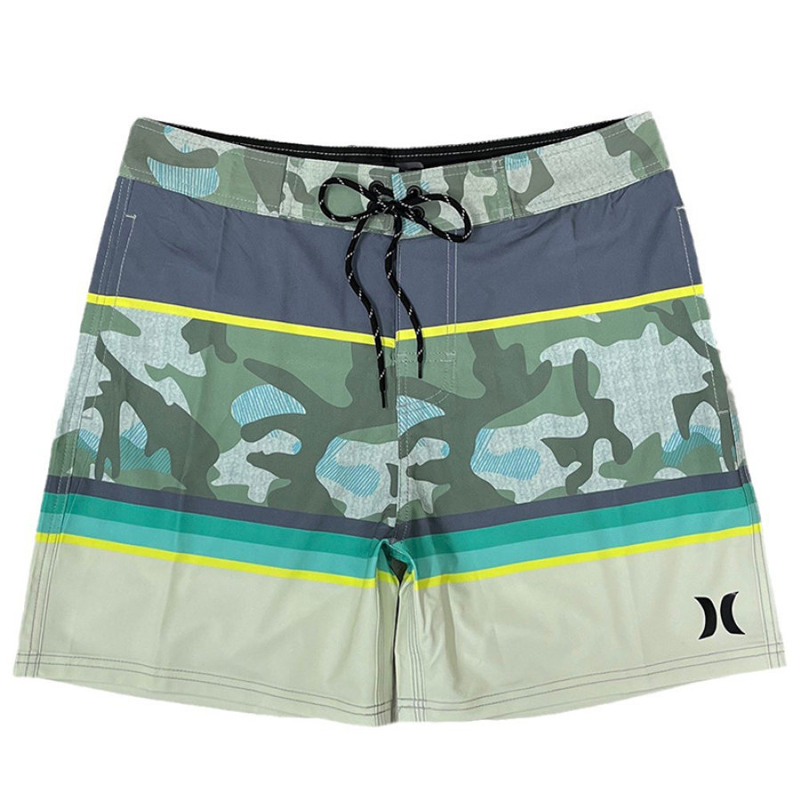 

Hurley Men's 18" Boardshort Camouflage Print Color Block Splicing Drawstring Surf Shorts
