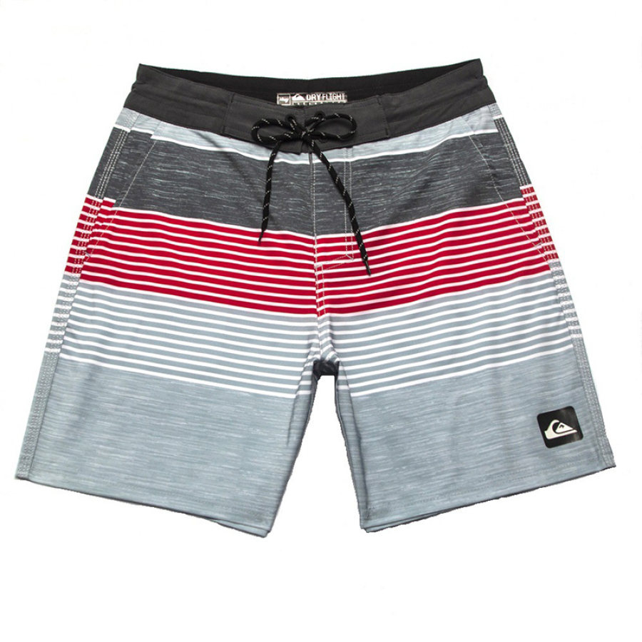 

Quiksilver Men's 18" Boardshort Striped Print Color Block Splicing Drawstring Surf Shorts