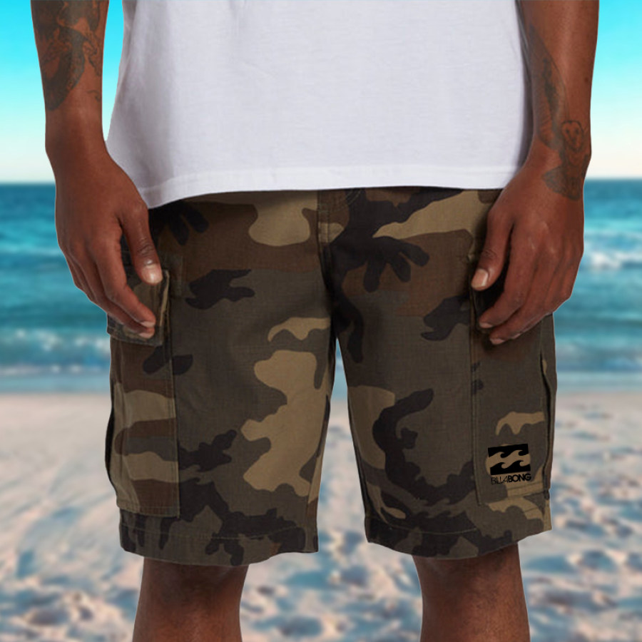 Hawaii-Urlaubs-Shorts Für Herren In Militärgrün Mit Tarnmuster