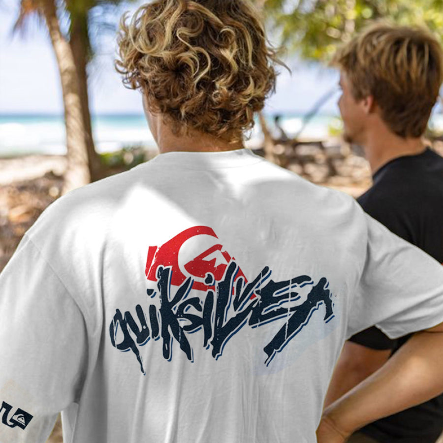

T-shirt Décontracté Surdimensionné à Imprimé Surf Vintage Pour Hommes