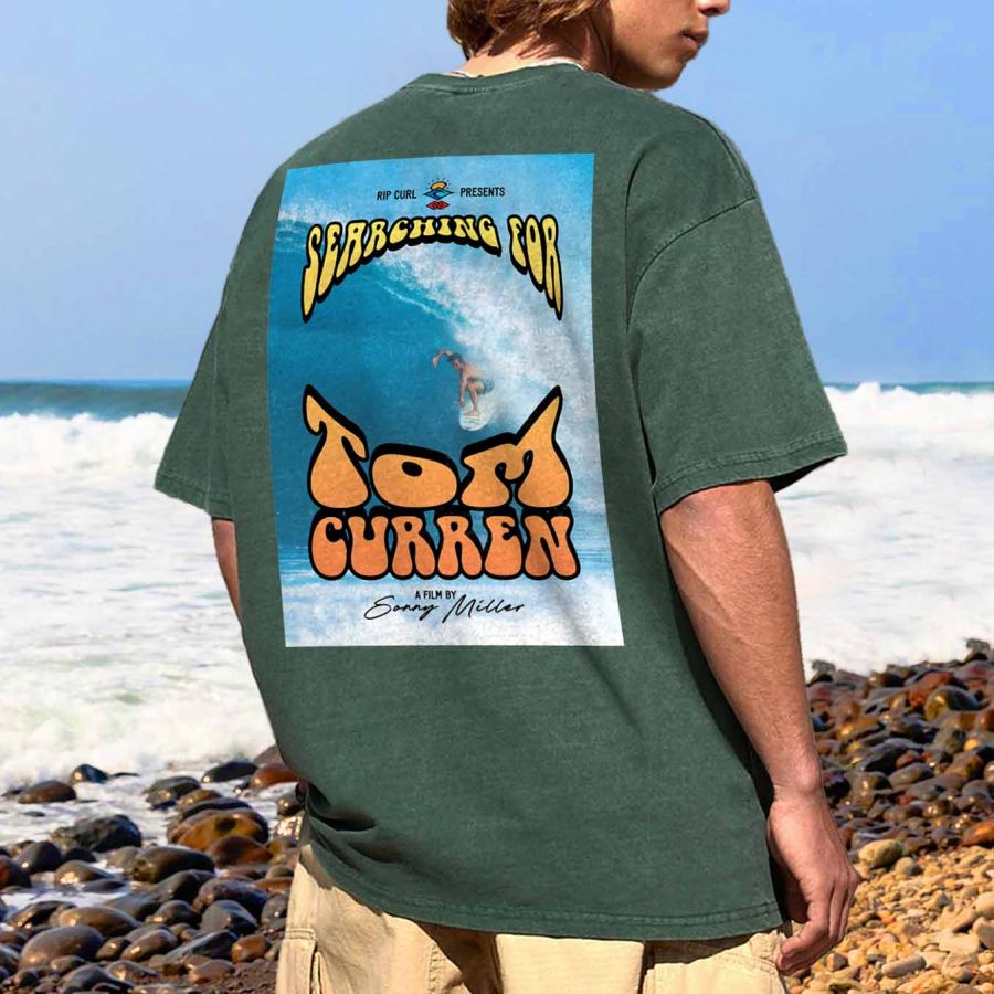 

Мужская винтажная повседневная футболка большого размера в стиле 90-х Rip Curl Searching Surf Beach с короткими рукавами