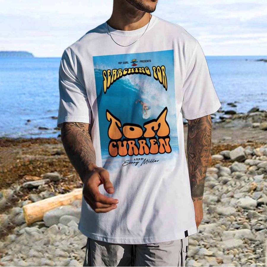 

T-shirt Décontracté à Manches Courtes Pour Hommes Surdimensionnés Vintage Rip Curl Searching Surf Beach