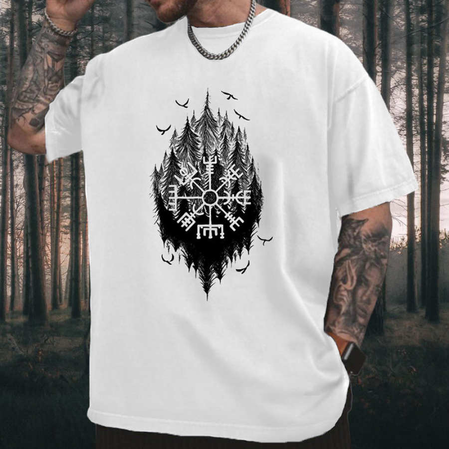 T-shirt Pour Hommes Imprimé Runes Et Aigles Vikings