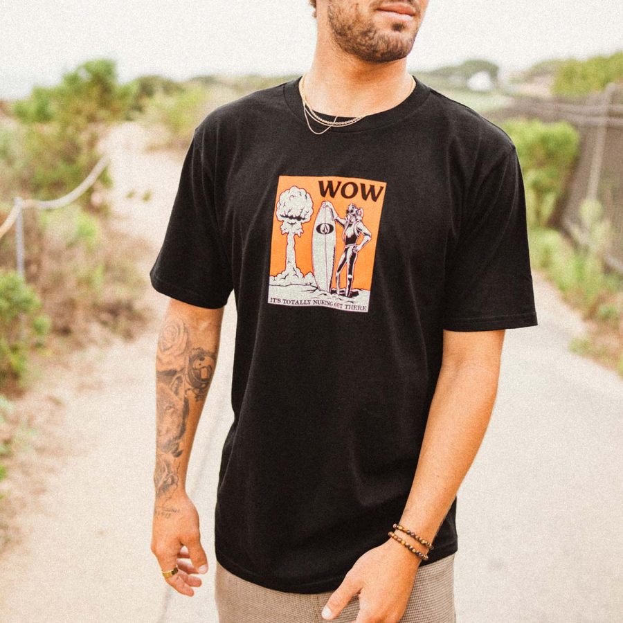 Herren T-Shirt Volcom Wow Surf Print Beach Daily Rundhals Kurzarm Tops