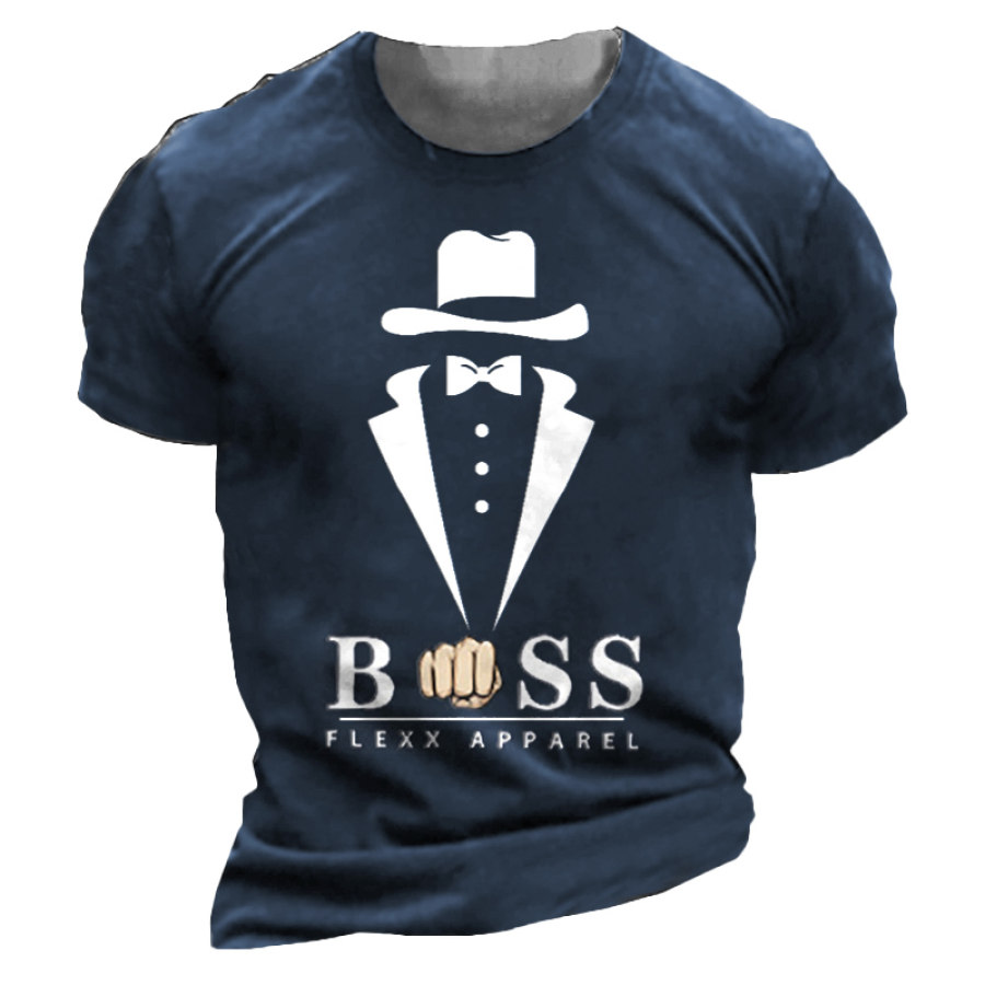 Мужская повседневная футболка с круглым вырезом и коротким рукавом с принтом Boss
Мужская повседневная футболка с круглым вырезом и коротким рукавом с принтом Boss