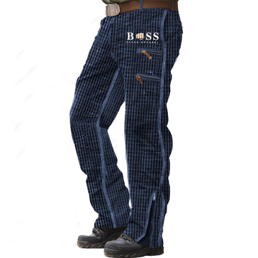 

Pantalon Décontracté Tactique En Tricot Gaufré Avec Poches Multi-zip Outdoor Boss Pour Hommes