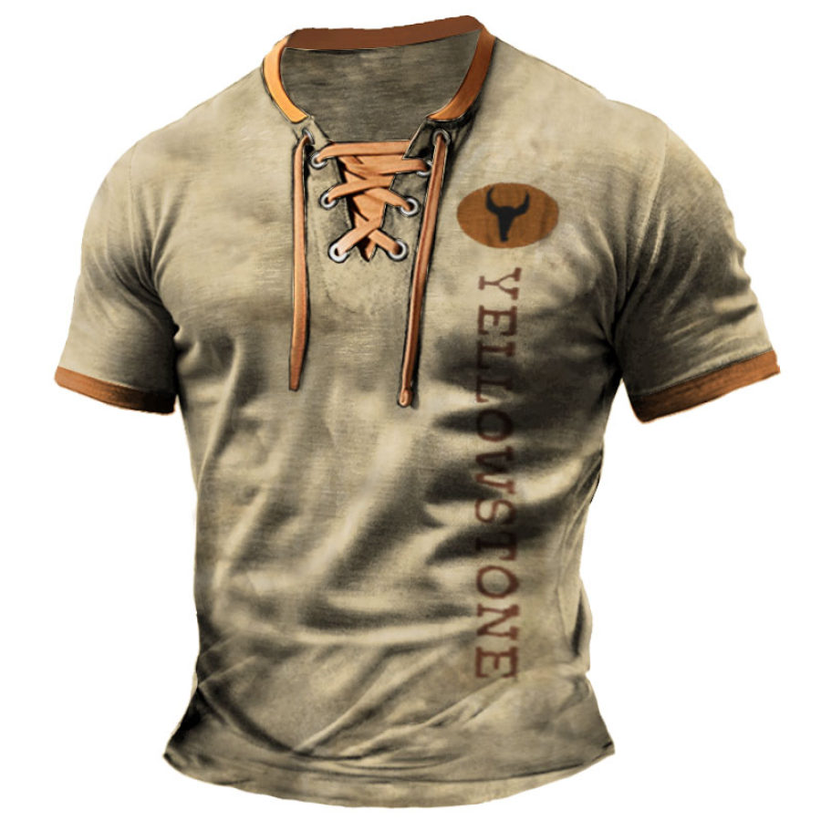 T-Shirt Homme Yellowstone Vintage À Lacets Manches Courtes Bloc De Couleur Eté Quotidien Hauts
T-Shirt Homme Yellowstone Vintage À Lacets Manches Courtes Bloc De Couleur Eté Quotidien Hauts