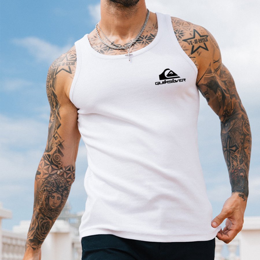 Bedrucktes Tanktop Für Herren Outdoor-Sport Fitness Strandurlaub