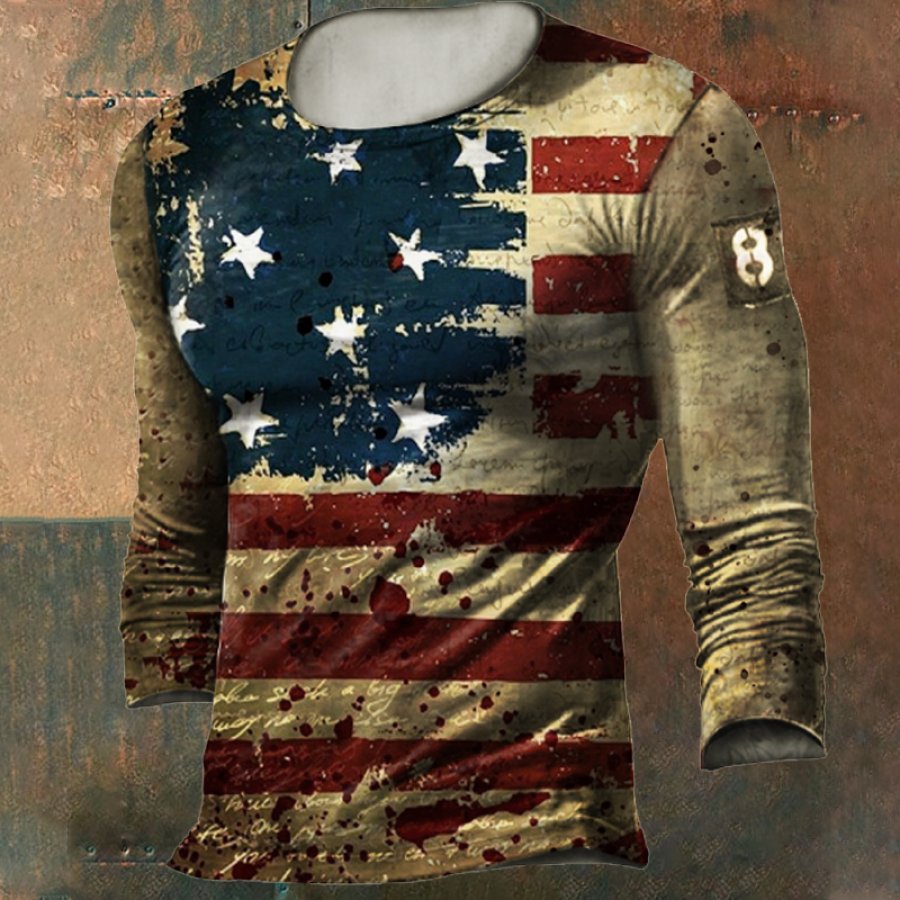 

Мужская тактическая повседневная футболка с американским флагом в стиле ретро с принтом