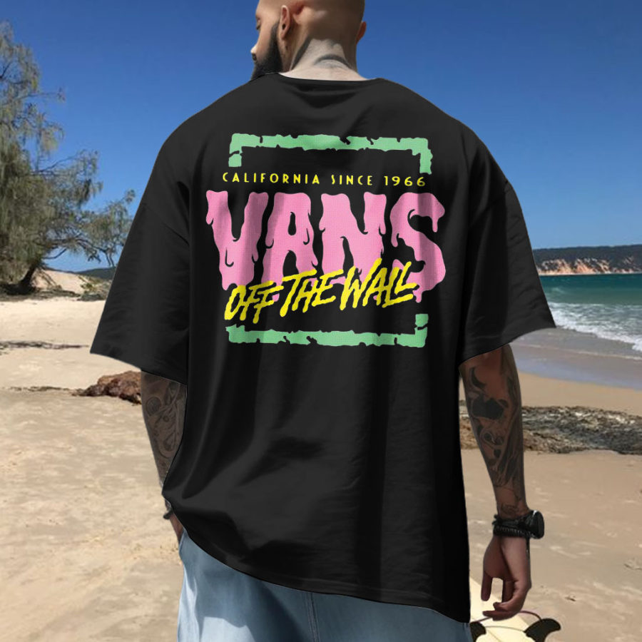 

Мужская свободная футболка большого размера с короткими рукавами Vans Off The Wall Surf Beach