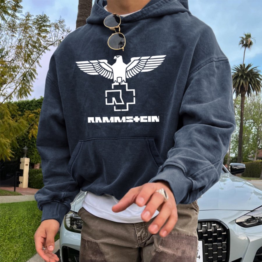 Sudadera Con Capucha Informal Extragrande Y Holgada De Rammstein Rock Band Para Hombre