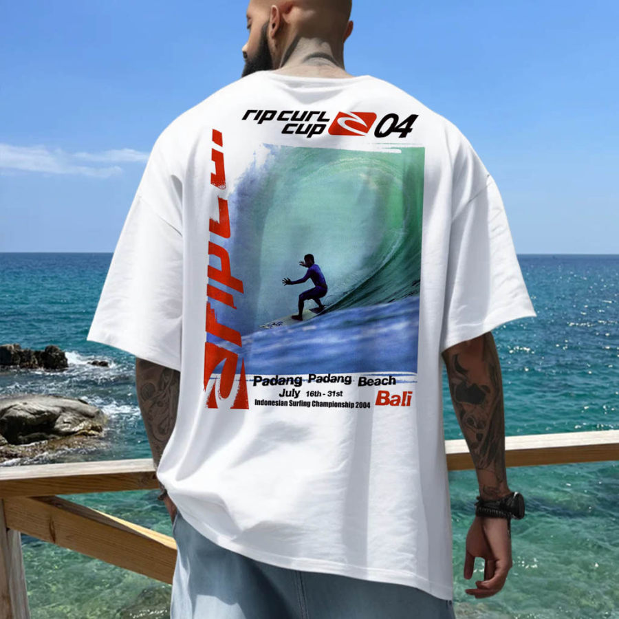 

Camiseta Extragrande De Manga Corta Holgada Rip Curl Surf Poster Beach Para Hombre