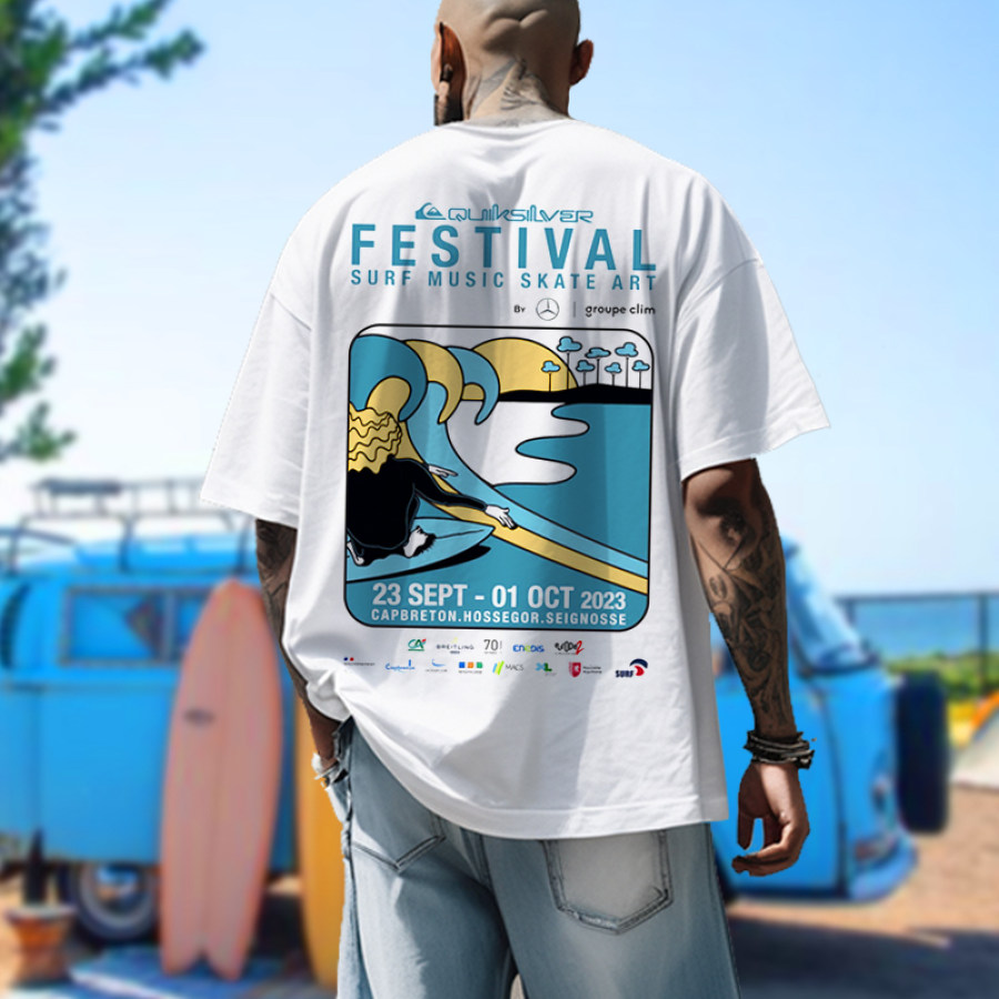 

Camiseta De Hombre Quiksilver Surf Vacation Estampada Con Cuello Redondo Y Manga Corta