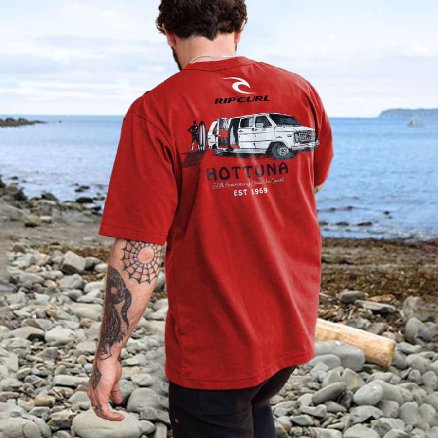 

Мужская футболка Hot Tuna Rip Curl Surf Print Beach Vacation Повседневные Топы с круглым вырезом и короткими рукавами