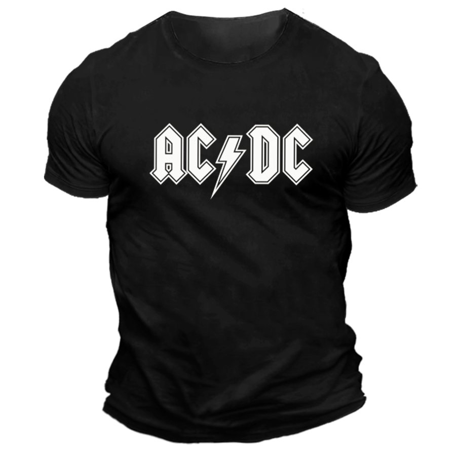 

Men's Vintage ACDC Rock Band Hells Bells Print Daily Short Sleeve Contrast Color Crew Neck T-Shirt