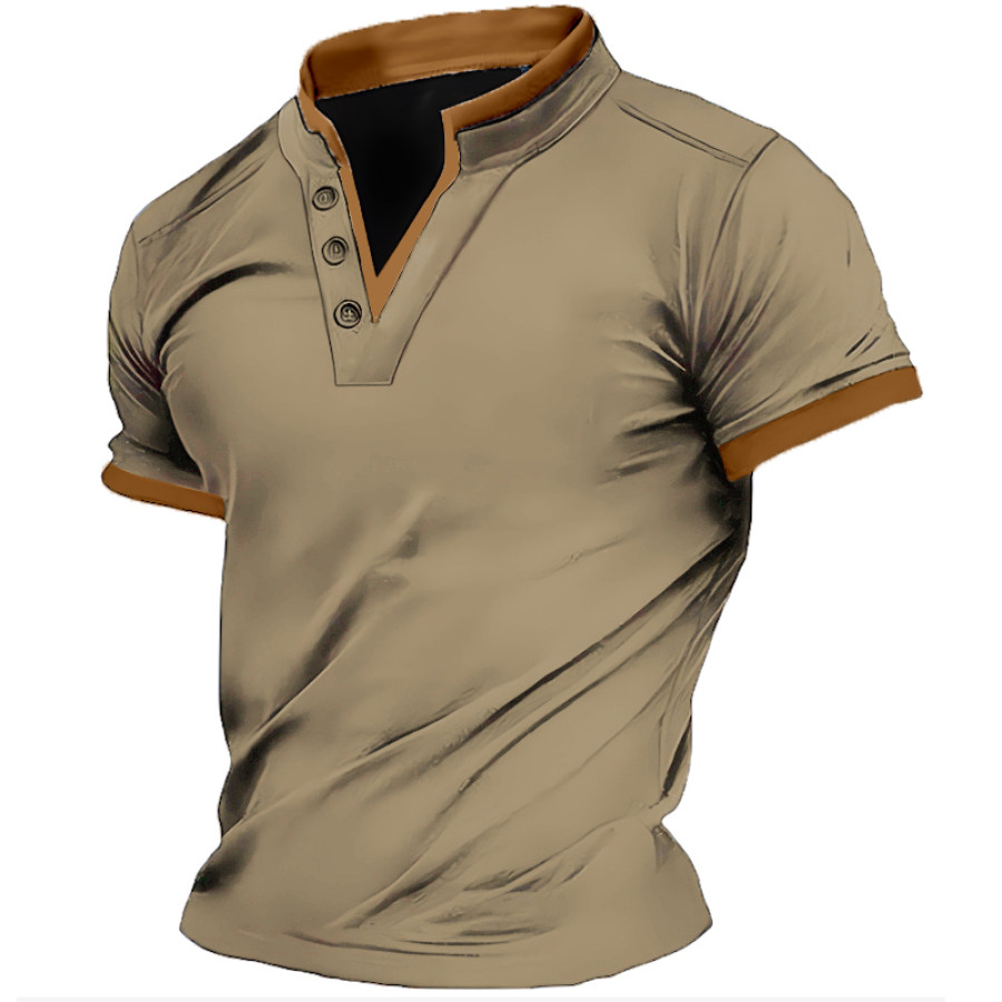 

Men's V-neck Contrast Short Sleeved T-shirt