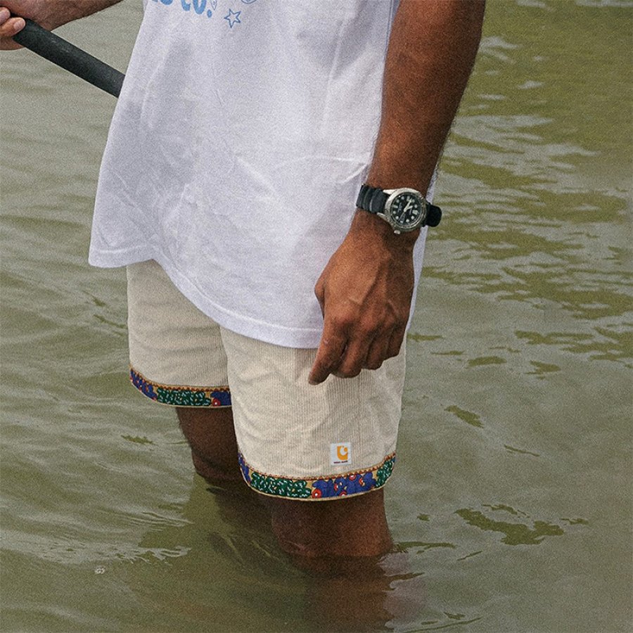 

Short De Surf Pour Homme Short Imprimé Surf Beach Short En Velours Côtelé Quotidien Décontracté