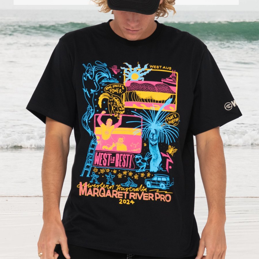 

Men's 2024 WSL Surf Poster Beach Loose Short Sleeve Oversized T-Shirt