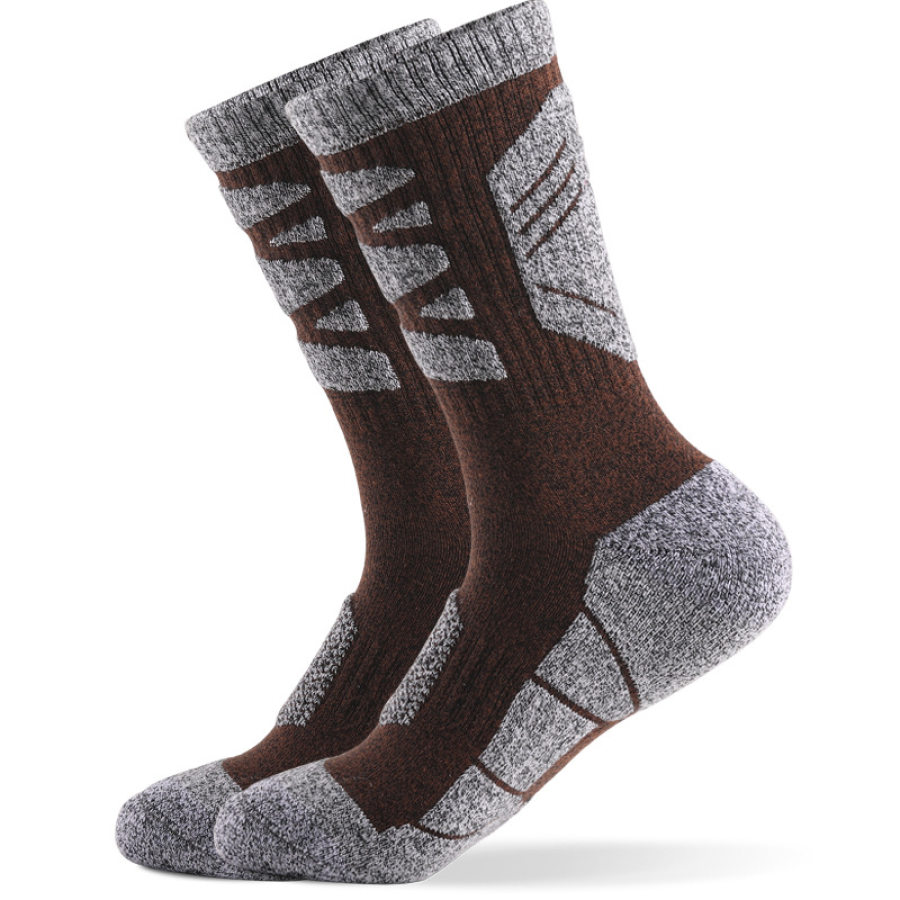 Men's Adult Football Climbing Running Compression Sports Autumn Winter Towel Middle Tube Socks