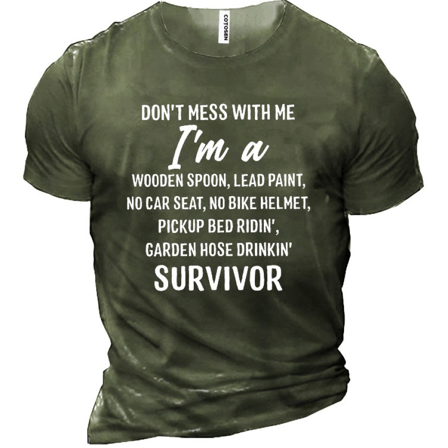 Don't Mess With Me I'm A Wooden Spoon Men's Cotton Short Sleeve T-Shirt