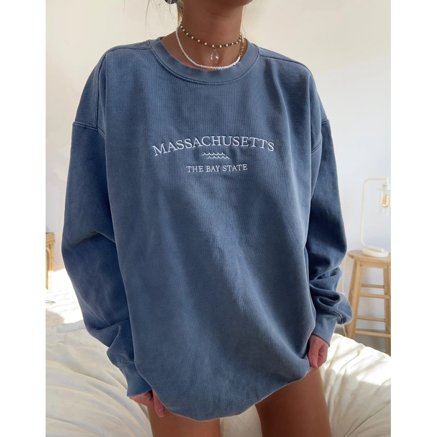 Embroider Massachusetts Sweatshirt Women's Hoodie