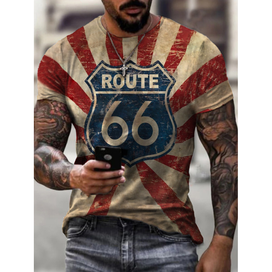 Mens Fashion Route 66 T-shirt