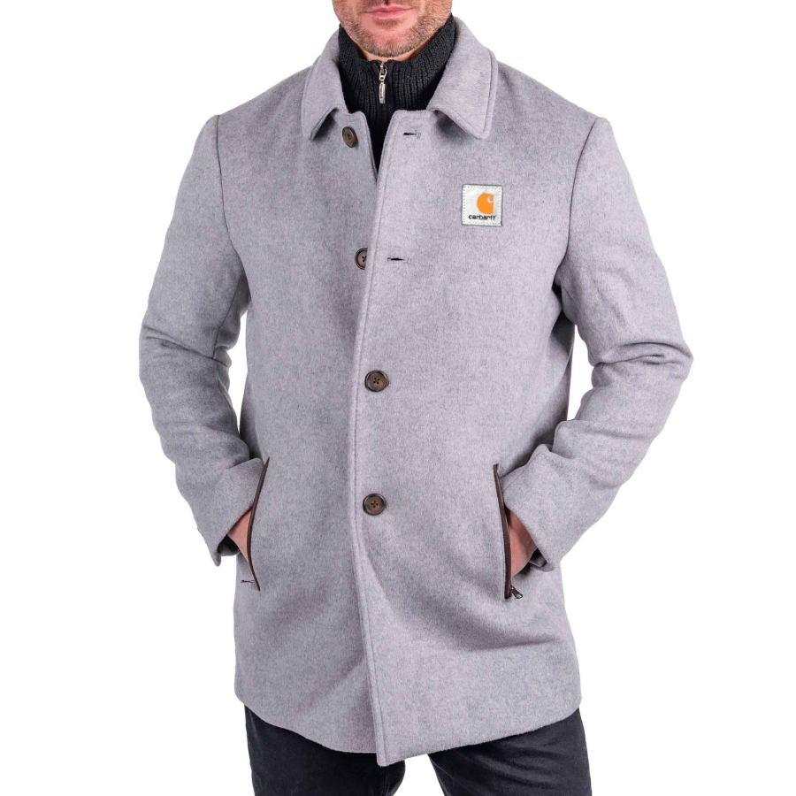 

Мужская куртка винтажная шерстяная кожаная верхняя одежда с лацканами серая