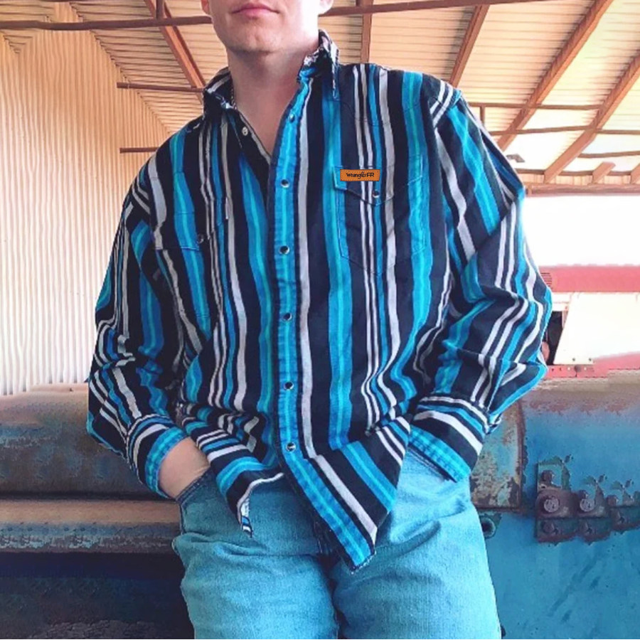Wrangler Retro-gestreiftes Freizeit-Westernhemd Für Herren