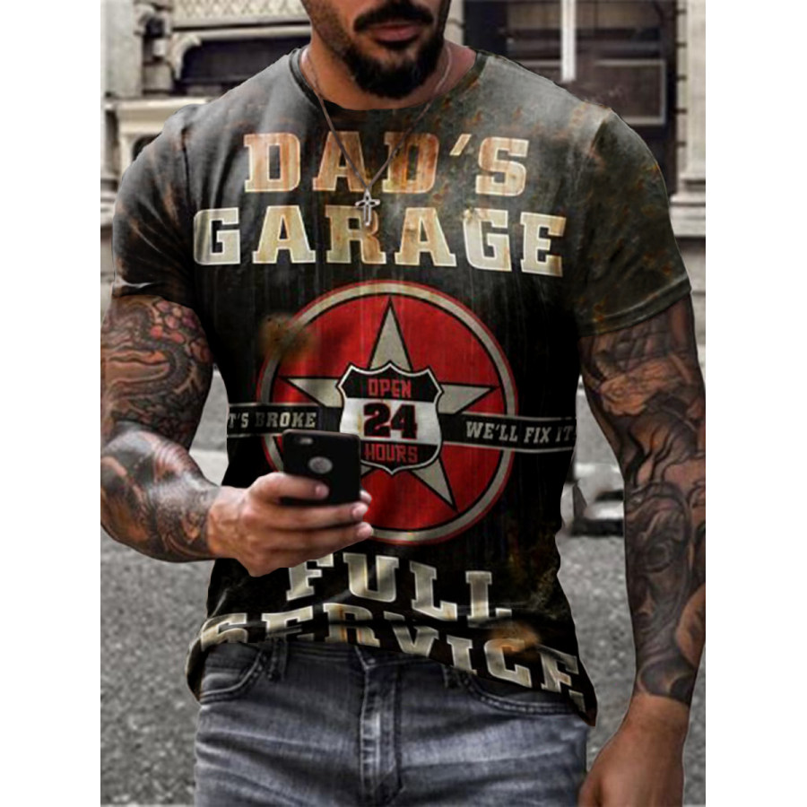 Mens Crew Neck Print Short Sleeve Tops T-shirts