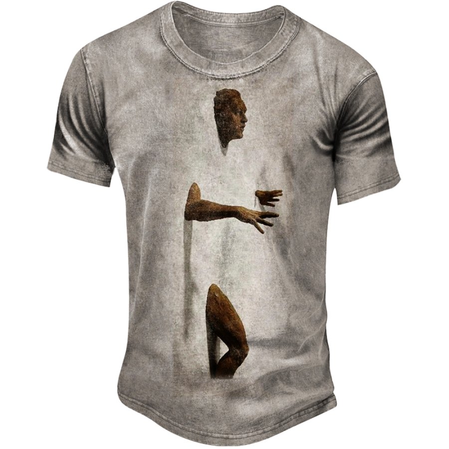 

Lässiges Herren-T-Shirt Mit Rundhalsausschnitt Und Kurzen Ärmeln Für Menschen Die Den Mauern Entfliehen Wollen