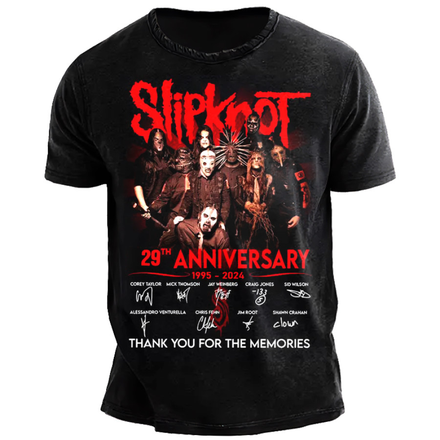 Men's Slipknot 29th Anniversary Signature Vintage Print Short Sleeve Casual T-shirt
Men's Slipknot 29th Anniversary Signature Vintage Print Short Sleeve Casual T-shirt