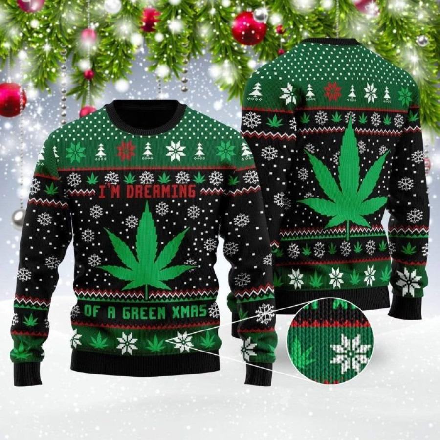 ESTOY SOÑANDO CON UNA HIERBA DE NAVIDAD VERDE Suéter Feo Navideño