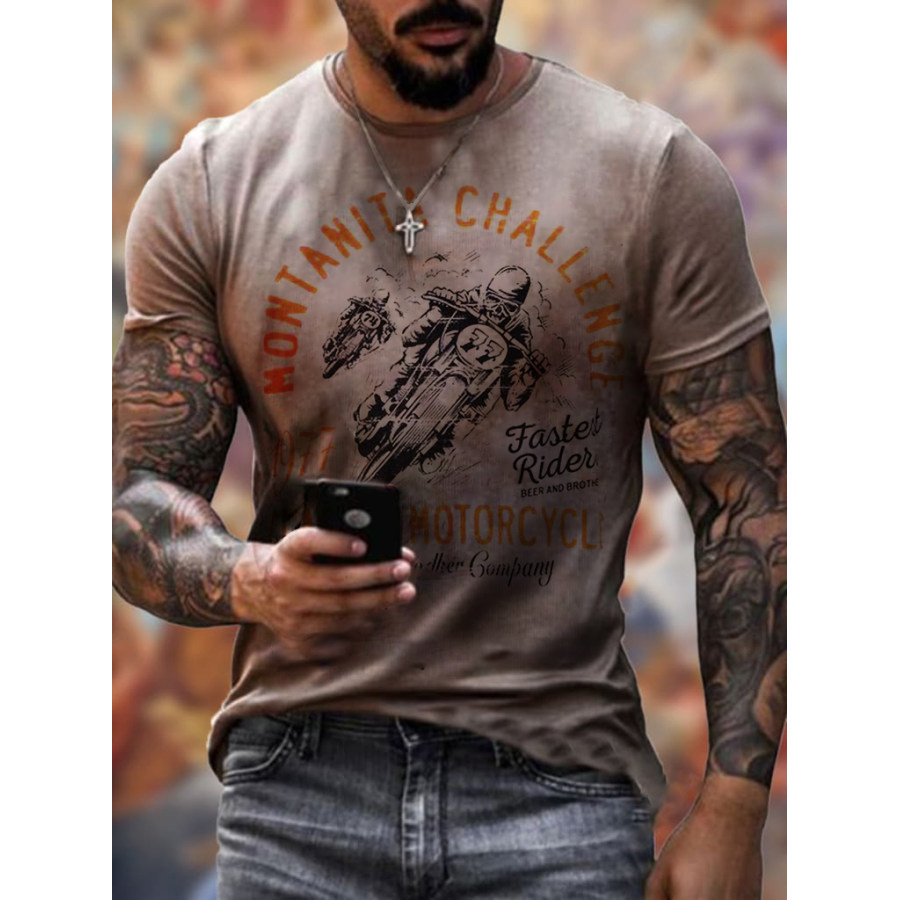 Mens Retro Motorcycle Riding T-shirt