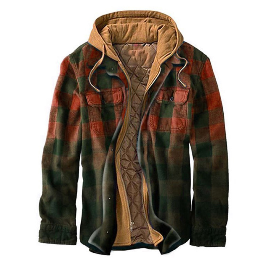 Mens Plaid Thick Woolen Casual Jacket